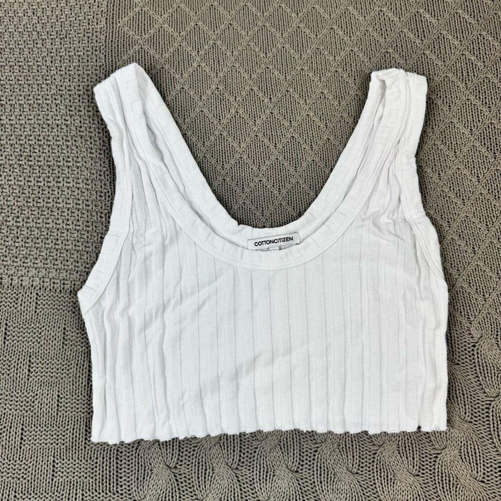 NEW Cotton Citizen White Ribbed Women's Capri Crop Top Tank ~ Small ~ USA Made
